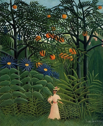 Rousseau-Donna-che-cammina-in-una-foresta-esotica